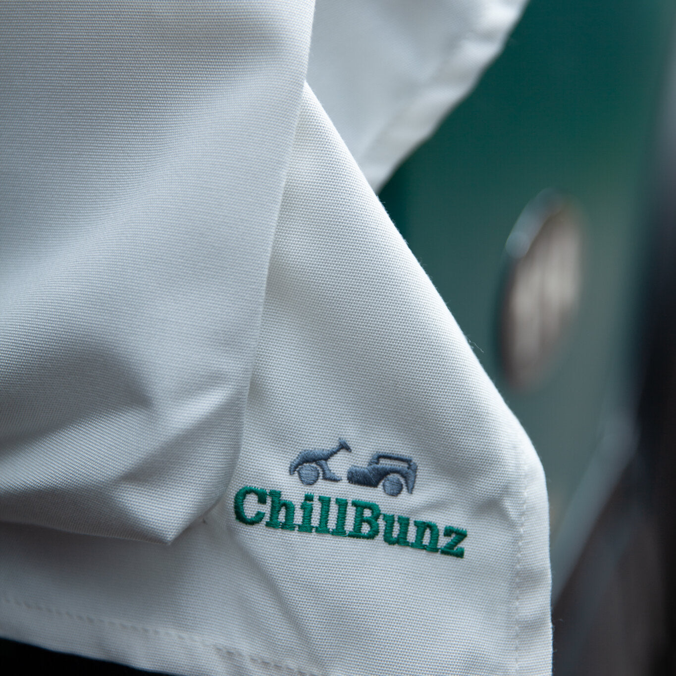 Sand-Tan seat cover with embroidered ChillBunz logo
